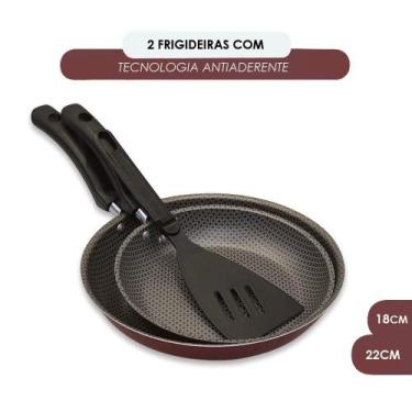 Imagem de Kit Frigideira Enjoy Francesa 18/22Cm Com Espatula Vermelho - Alegrete