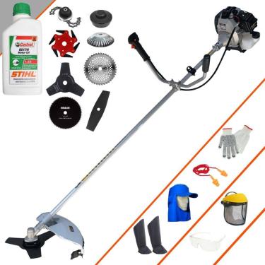 Imagem de Roçadeira Com Sistema Antivibração Toyama TBC43H À Gasolina 43cc 1,7HP 12.000rpm Completa Com Carretel Nylon + 7 Opções de Corte + EPI + ÓLEO STIHL 2T