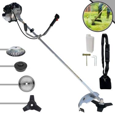 Imagem de Roçadeira Toyama TBC43H À Gasolina 43cc 1,7HP Com Sistema Antivibração Alta Rotação C/ Carretel e Faca 3 Pontas + EXTRA Faca 40 Dentes + Escova de Aço