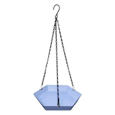 Imagem de Banho de jardim para pássaros - prato alimentador de papagaio poligonal | Tigela de água pendurável decoração de jardim para janela, pátio, varanda, parque interno, terraço, família, observação de