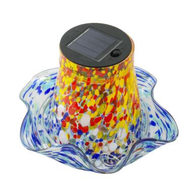 Imagem de Alimentador de beija-flor, alimentador de beija-flor de vidro solar ao ar livre, suprimentos de alimentação de banho de pássaros à prova de vazamento, ornamentos de gramado para decoração de jardim