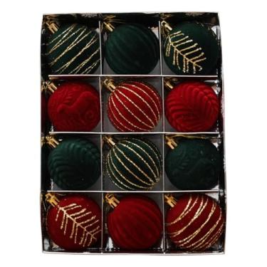 Imagem de Bolas de Natal de veludo | Enfeites de Natal, bolas de veludo, pingente de feriado para quintal, jardim, festas ao ar livre, alpendre, peitoris de janelas internas