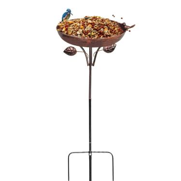 Imagem de Banhos de pássaros para atividades ao ar livre - alimentador de pássaros, decoração externa com alimentador de água de estaca de 5 pontas para pátio, jardim, quintal