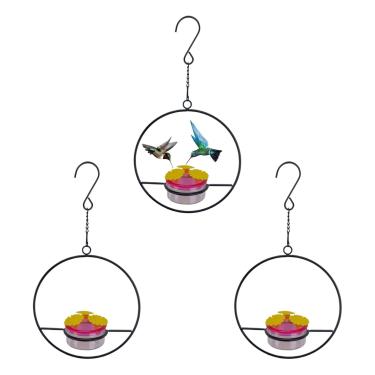 Imagem de Alimentador de beija-flor para uso ao ar livre - 3 x alimentador de água para beija-flor ao ar livre | à prova de formigas e abelhas, empilhável, recipiente de comida de metal para pássaros, galhos