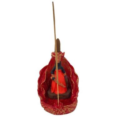 Imagem de Incensário Cascata Folha Iansa 12 Cm Vermelho Em Resina - Lua Mística 