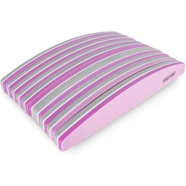 Imagem de Kit 10 Lixa Bumerangue 100/180 Para Unha Gel e Acrílico – Profissional, Polimento e Acabamento