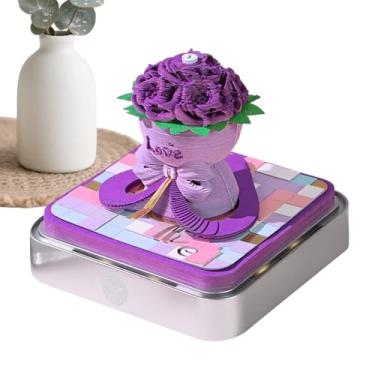 Imagem de Bloco de notas 3D, calendário de 2026 | Bloco de notas 3D para entalhar em papel | Bloco de notas com iluminação LED e estojo de acrílico para decoração de mesa de escritório