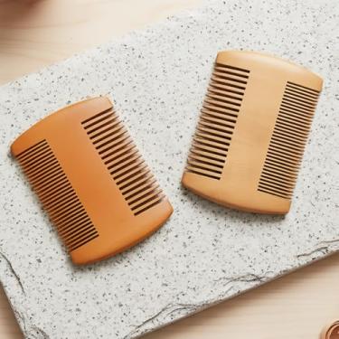 Imagem de Conjunto de pente de barba de dois lados, kit de cuidados com dentes finos e grossos para barba, bigode e cabelo com estojo de viagem (amarelo)