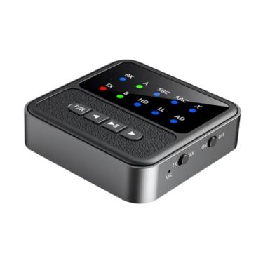 Imagem de Ysyqkn Transmissor E Receptor de áudio BT 5.4 com Redução de Ruído, Entrada Auxiliar RCA de 3,5 Mm E Visor para Alto-falantes Estéreo.