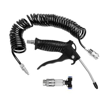 Imagem de FALVFUN Kit de pistola de sopro de ar para carro com mangueira, conjunto de sopro de assento de ar de recuo de veículo pesado de 5 metros com 2 pontas de bocal, acessórios de limpeza de pistola de