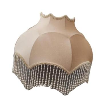 Imagem de Stgfyxgs Abajur de Veludo com Borlas de Pérolas, Pequeno Abajur Clássico para Mesa de Escritório Ou de Cabeceira, Decoração de Quarto.
