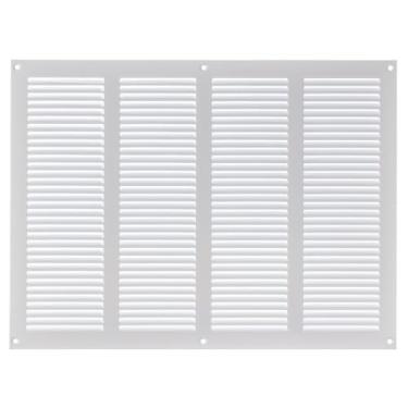 Imagem de LIRAST Capa de ventilação de 35,5 x 25,5 cm com tela embutida - Grade de ar branca de retorno para parede ou teto - Registro de ventilação HVAC retangular de metal - Dimensões externas: 40 cm L x 30