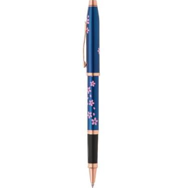 Imagem de Caneta esferográfica de laca azul com design Century II Cherry Blossom da A.T. Cross