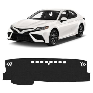 Imagem de KUST Capa de painel de carro para Toyota Camry 2018-2022 2023 2024 (L, LE, SE, XLE, XSE, XLE V6, XSE V6) (sem HUD) Capa de painel de poliéster antiderrapante acessórios internos para Camry sem brilho