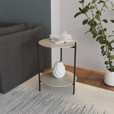 Imagem de Mesa Lateral Industrial Premium Marbella Off White Branco