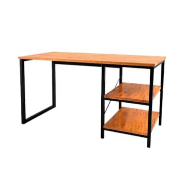 Imagem de QUEIMA DE ESTOQUE!! Mesa Escrivaninha Com Nichos Home Office Estudo Industrial 120cm Escritório(Cedro)