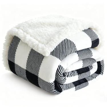 Imagem de Cobertor para mulheres, cobertor macio de flanela aconchegante para cama de lã (preto, 203 x 229 cm)