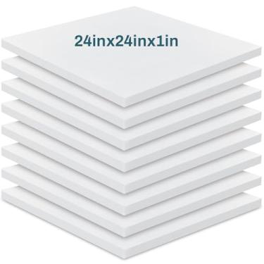 Imagem de Frienda Pacote com 8, 1 x 61 x 61 cm, almofada de espuma de alta densidade, substituição quadrada para sofá de espuma ou cadeira de jantar comercial, estofamento de cadeira, projetos DIY