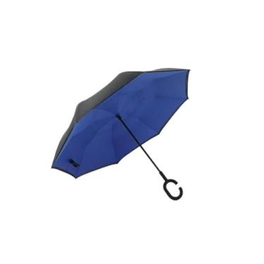 Imagem de Guarda Chuva Invertido Tecido Duplo Impermeável Reforçado Contra Guarda-Chuva Para Carro(Blue)