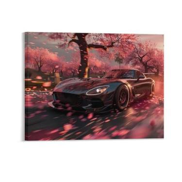 Imagem de HouLaiZhe Anime Jdm Carro Mx5 Pôster Flor de Cerejeira Tela Estética Decoração de Quarto Pintura de Parede Impressões Sala de Galeria Decoração de Parede para Quarto Sala de Estar Escritório 11 x 14