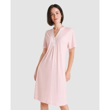 Imagem de Camisola Canelada Manga Curta Entredos - Lohe, Rosa, G