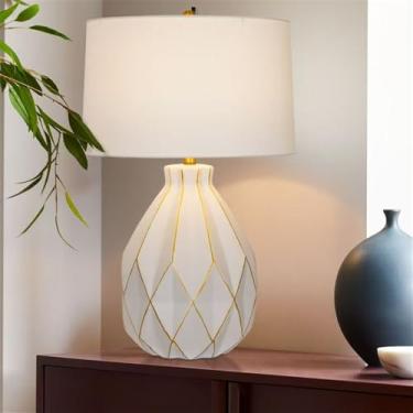 Imagem de Luxo Contemporâneo Lâmpada De Mesa De Cerâmica LED Criatividade Americana Sala De Estar Quarto Estudo Villa Hotel Cama Mesa Luz (Estilo 221)