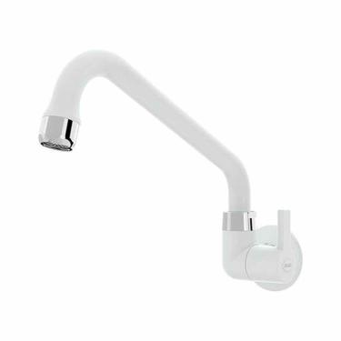 Imagem de Torneira Cozinha Parede Bica Baixa Branco - Blukit 1/2 Com Redutor De Vazão