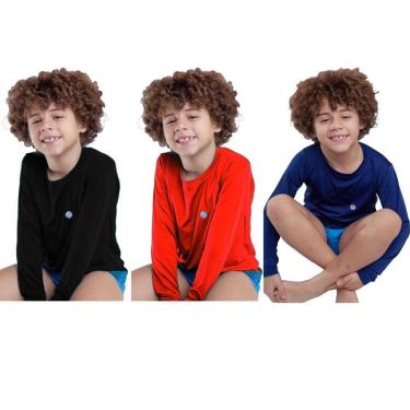 Imagem de Kit 3 Camisa Infantil Térmica Uv50+ Proteção Solar Menino-Masculino