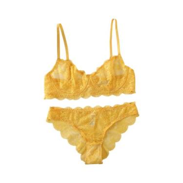Imagem de Conjunto De Lingerie Sexy Em Renda Multicolorida Com Sutiã E Calcinhas