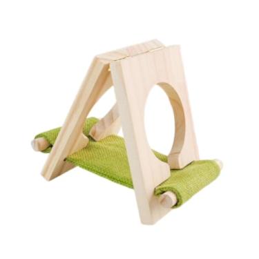 Imagem de Bothyi Cama de madeira para hamster, acessórios para gaiola, esconderijo, ornamento para paisagem, decoração de habitat, diversão para gerbils e lemingues, Verde