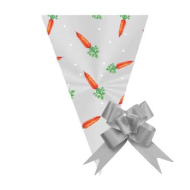 Imagem de 50 Saco Cone para Lembrancinha 18x30cm com Laço - AAZ, Cenoura