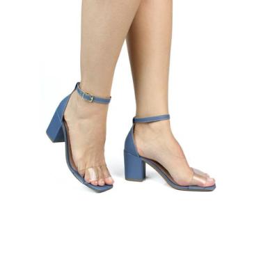 Imagem de Sandália Feminina Salto Médio deAmarração Tira Transparente  - Charme 