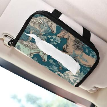 Imagem de SEHANY Suporte de lenços de carro Majestic Horse, caixa de lenços para carro, viseira solar, porta-guardanapos retangular, dispensador de máscara de carro, caixa de lenços de papel para automóveis