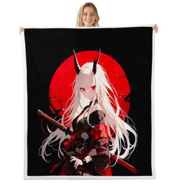 Imagem de Erosebridal Cobertor de anime japonês para crianças, decoração de anime kawaii, lã de ovelha japonesa, desenho animado japonês, conjunto de cama para meninos, adolescentes, adultos, mulheres, quarto