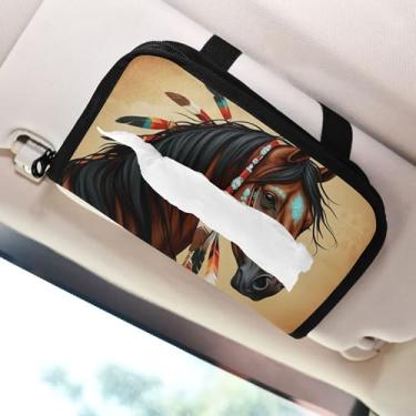 Imagem de SEHANY Suporte de lenços de carro Majestic Horse, caixa de lenços para carro, viseira solar, porta-guardanapos retangular, dispensador de máscara de carro, caixa de lenços de papel para automóveis