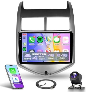 Imagem de Rádio veicular 4 núcleos 4G + 64G Android 15 para Chevy Sonic Aveo 2011-2015, Rimoody Car Stereo Wireless Carplay Andorid Auto Mirror Link 22 polegadas Tela INCELL GPS WiFi Bluetooth 5.0 FM/RDS EQ-32