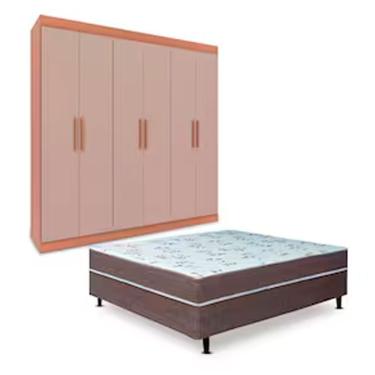 Imagem de Guarda-roupa Casal Bartira Ville Mais Cama Box New Florença Cappuccino