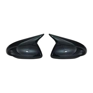 Imagem de Retrovisor do carro espelho lateral capa adesivo asa tampa da porta exterior caso guarnição de fibra de carbono Compatível com hyundai Accent Solaris I30 2017-2022(No Light Carbon)