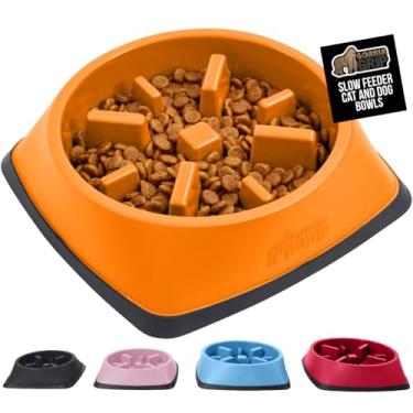Imagem de GORILLA GRIP Tigelas para cães com alimentação lenta pendente de patente, brinquedo interativo para cães e gatos, mantém os animais de estimação ocupados e evita que os filhotes comam demais, todas as