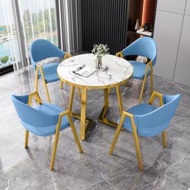 Imagem de Conjunto de mesa e cadeira de clube de recepção de escritório, mesa de negociação, pequenas mesas de sala de conferências, mesa de centro e cadeira, conjunto de mesa de jantar para 4 (cor: 4, tamanho