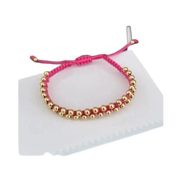 Imagem de Pulseiras Trançadas Artesanais Com Contas Banhadas a Ouro Para Mulhere