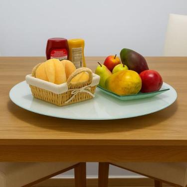 Imagem de Centro de Mesa Prato Giratório Vidro Temperado Branco 60cm - Reduna
