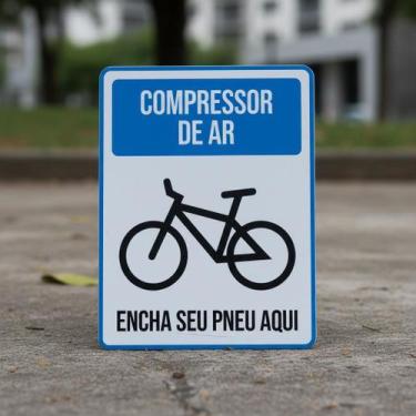 Imagem de Placa Acm Compressor De Ar Encha Seu Pneu Aqui Ícone 18X23 - Sinalizo