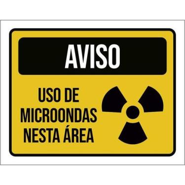 Imagem de Placa Acm Aviso Uso De Microondas Nesta Área 18X23 - Sinalizo