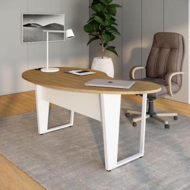 Imagem de Mesa Linear Orgânica 175cm x 92cm com Pés Metal para Escritório F5 Off