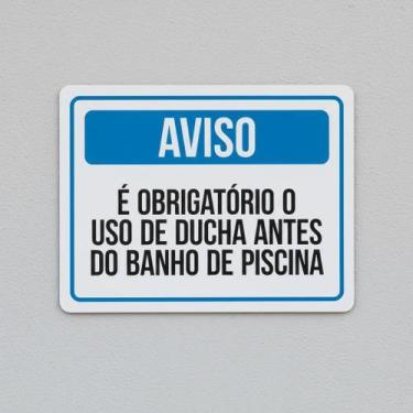 Imagem de Placa Acm ObrigatOrio Uso Ducha Banho Piscina 18X23 - Sinalizo
