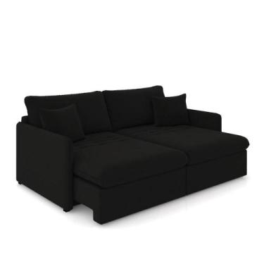 Imagem de Sofá Retrátil Reclinável 2 Lugares 154cm Maili Veludo Preto K01 - D'ro