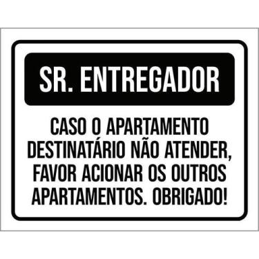 Imagem de Kit 3 Placa Acm Entregador Apartamento Atender 18X23 Branco - Sinalizo