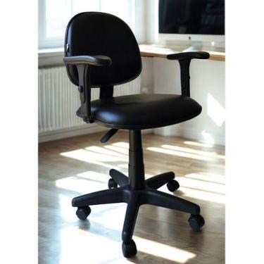 Imagem de Cadeira Executiva Preta Escritório Ergonômica Com Braços Apoio Lombar 