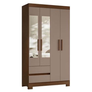 Imagem de Guarda Roupa Olímpia 04 Portas com Espelho MDP Albatroz Móveis, Noguei